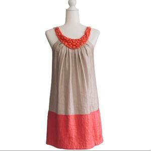 Alexia Admor New York Dress Tangerine Taupe Beaded Neckline Sleeveless Small